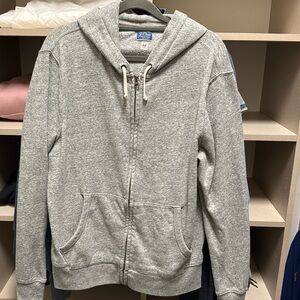 J. Crew Light Grey Vintage Hooded Full Zip Fleece. Size Medium.